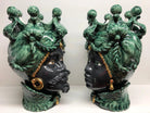 Teste di Moro Zefiro Ceramica Caltagirone cm H.43 L.26 Artigianale Verde Nero Oro DD CERAMICHE SICILIANE